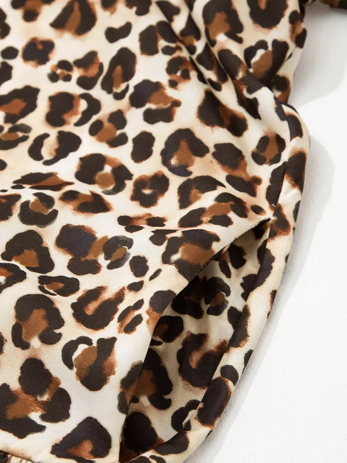Leopard Print Striped Patchwork 3/4 Sleeve Loose Mini Dress