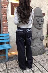 Embroidered Straight-Leg Denim Jeans