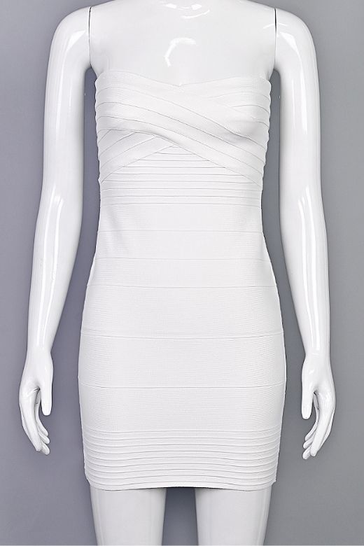 Aaliyah Bandage Mini Dress - White Pearl