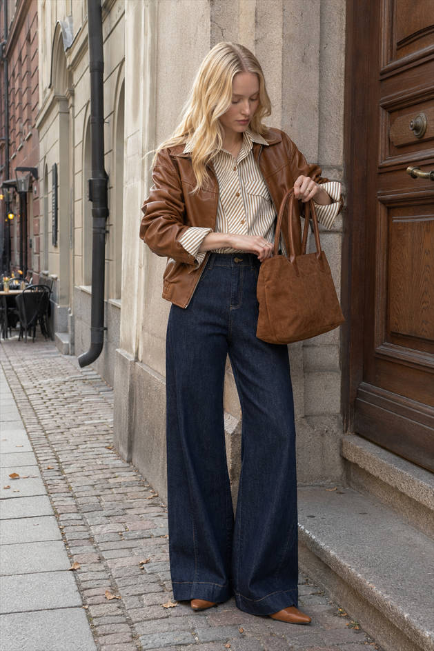 High-Waist Wide-Leg Denim Jeans