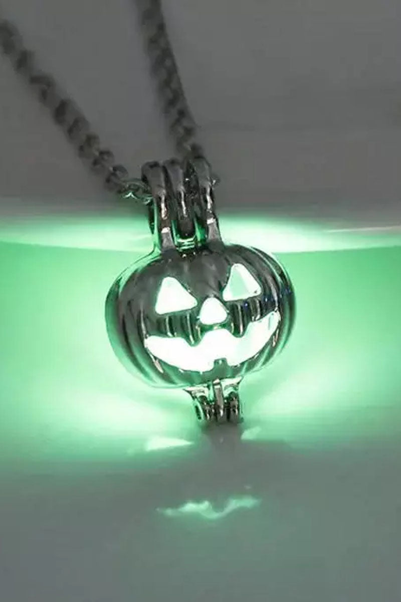 Halloween Pumpkin Face Luminous Pendant Necklace