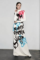High Neck Graffiti Color Block Bodycon Maxi Dress
