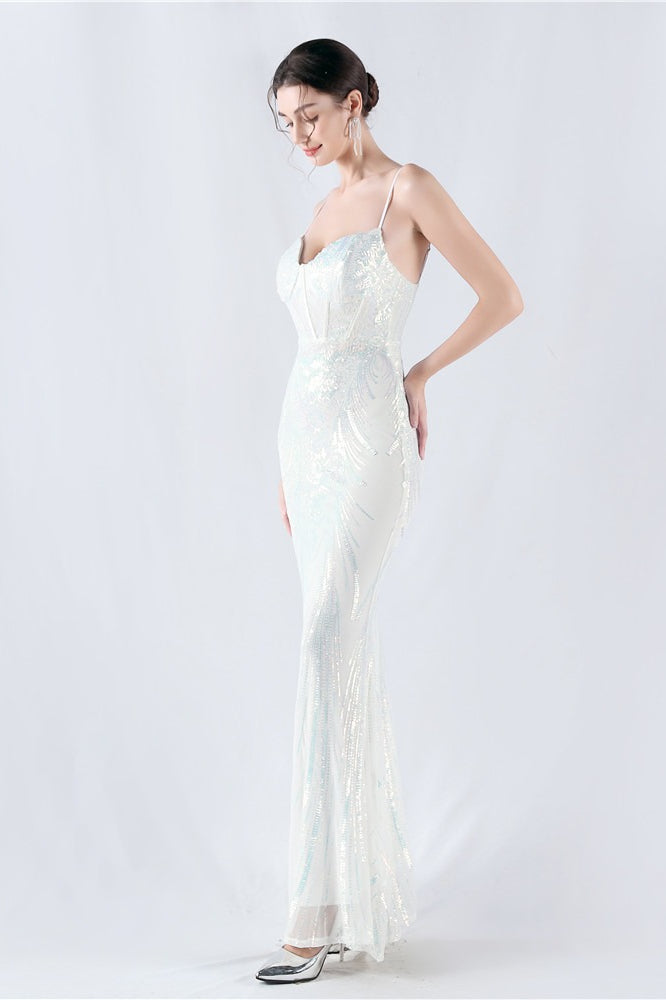 Sequin Spaghetti Strap Sweetheart Mermaid Formal Gown