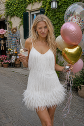 Feather Trim Sequin Cami Party Dress