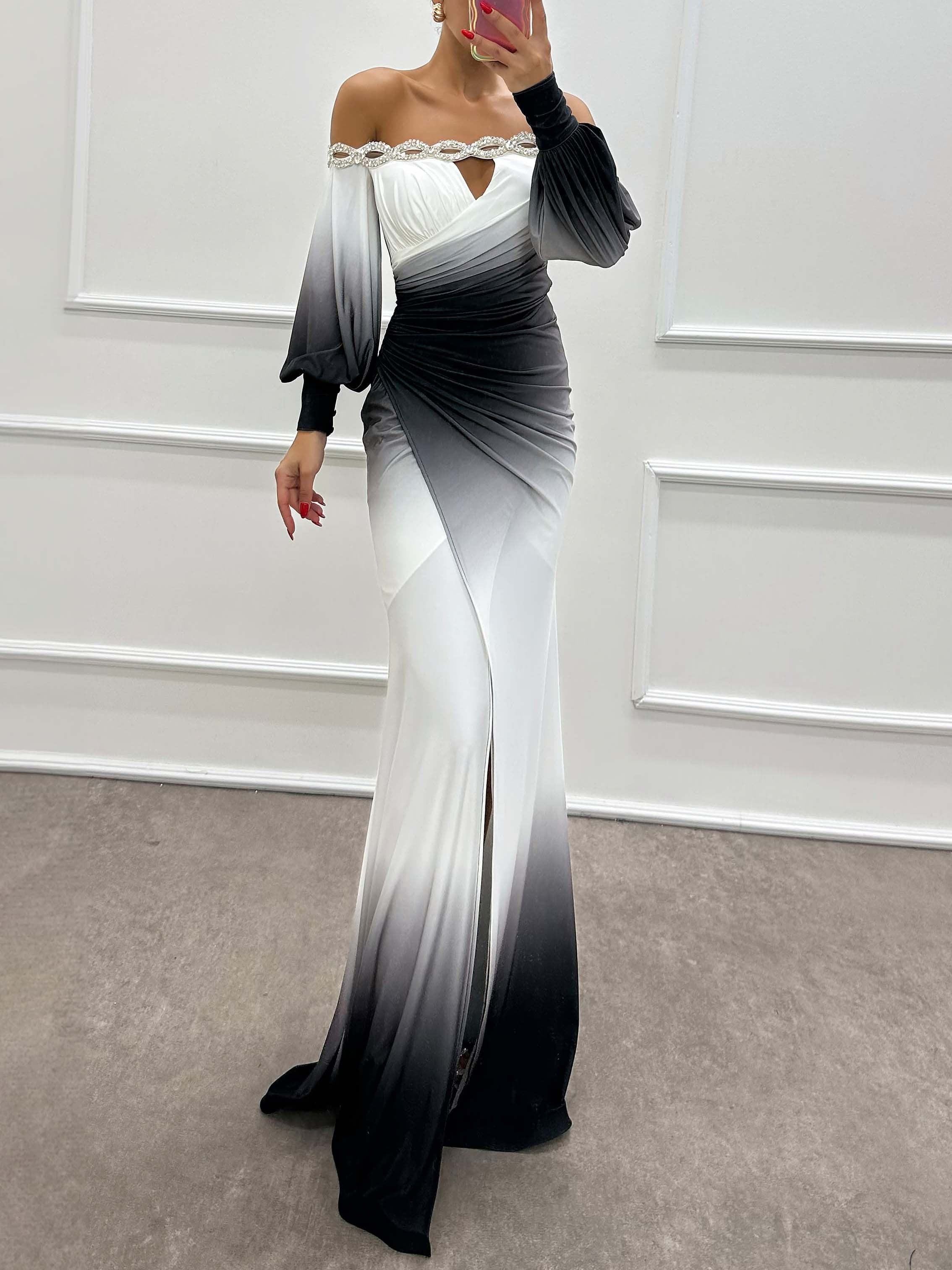 Delia - Gradient Off-Shoulder Evening Dress 24 (2XL)