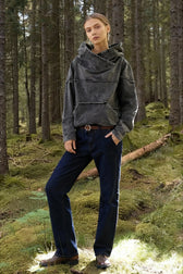 Vintage Washed Hooded Denim Jeans