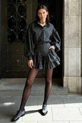 Retro Lapel Loose Bishop Sleeve Blouse