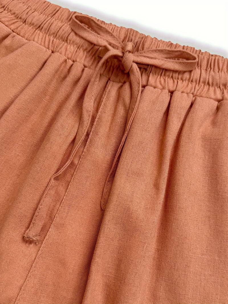 High Waist Drawstring Wide Leg Pants