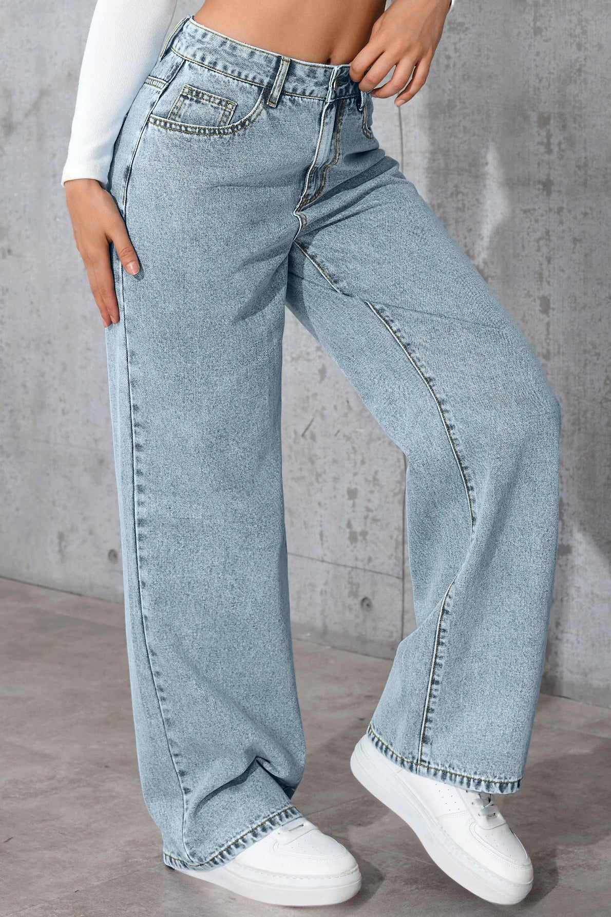 High-Waist Straight-Leg Denim Jeans
