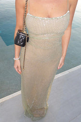 Knit Strapless Slim Beaded Sequin Dress 3