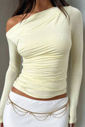 One Shoulder Slim Fit Long Sleeve Top