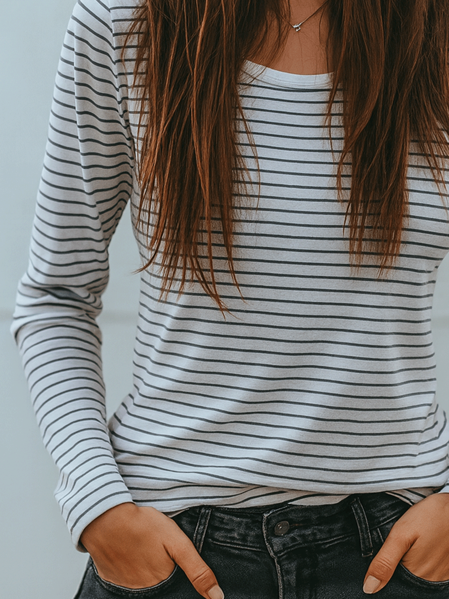 Casual Classic Striped Long Sleeve Top