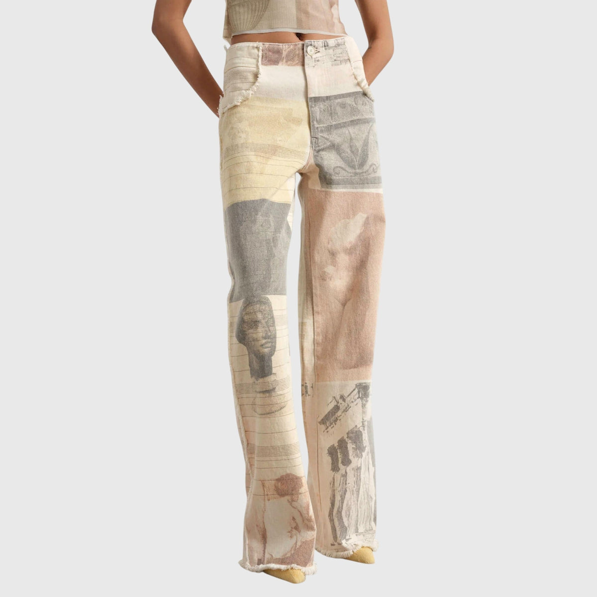 Photo Print Wide Leg Jeans