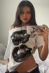 Edgy Graphic Slouchy Tee T-Shirt