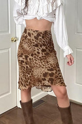 American Retro Leopard Print A-Line Skirt