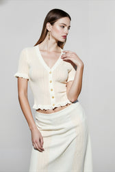 Knit Cutout Crop Top High Waist Vacation Set