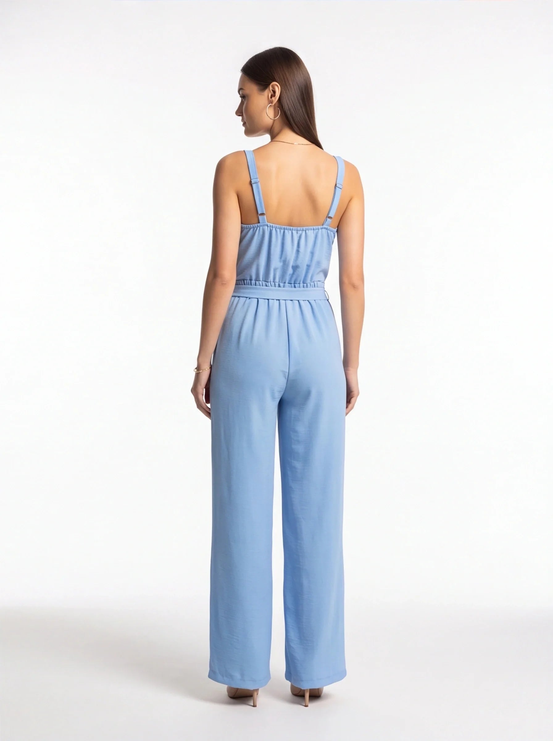 Elegant Chic Wide-Leg Jumpsuit with Pockets and Adjustable Straps