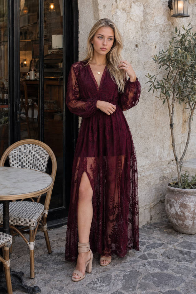 Embroidered Lace Maxi Dress