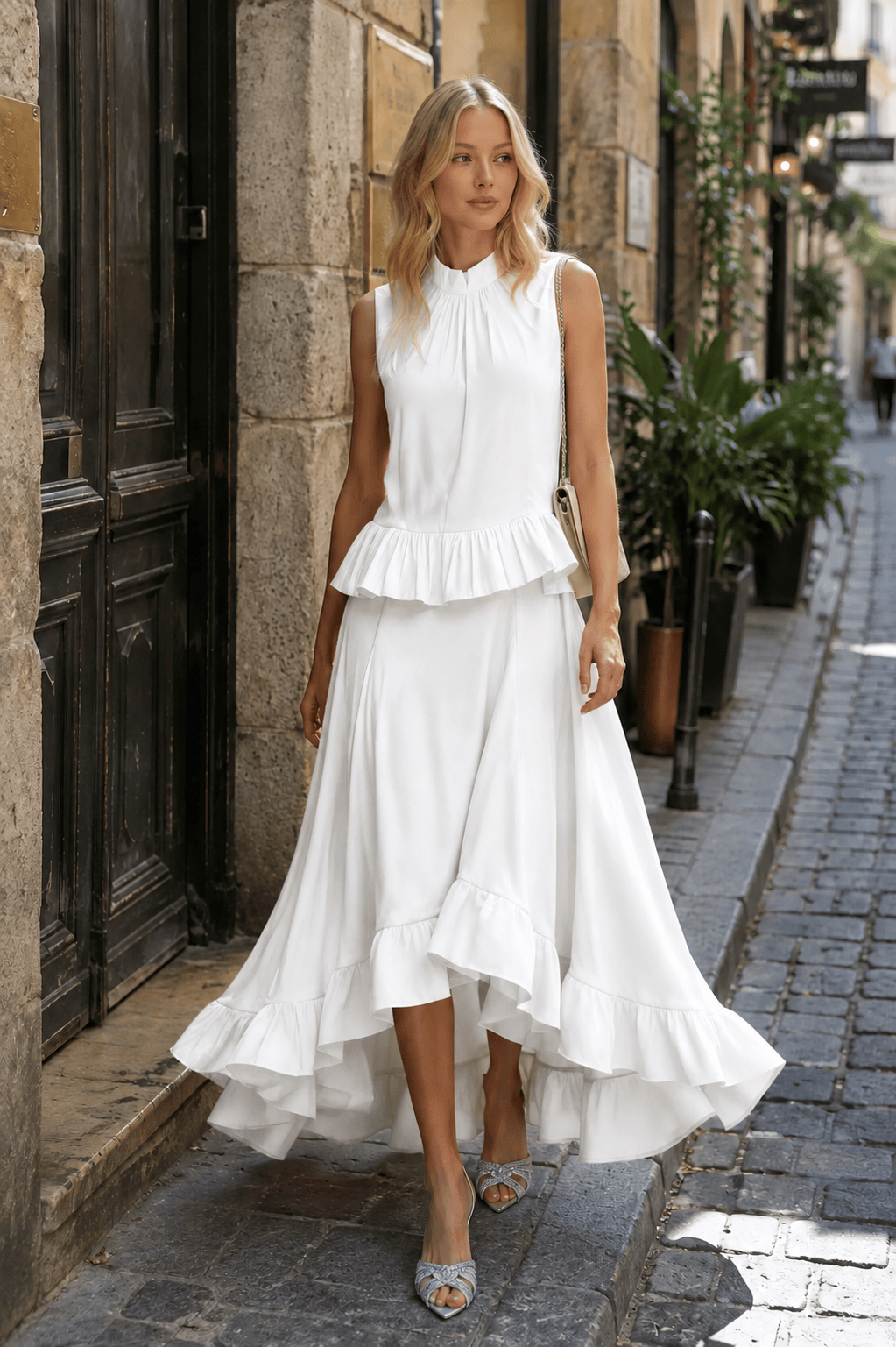 Elaine Pink Sleeveless Charming Ruffle Mermaid Set