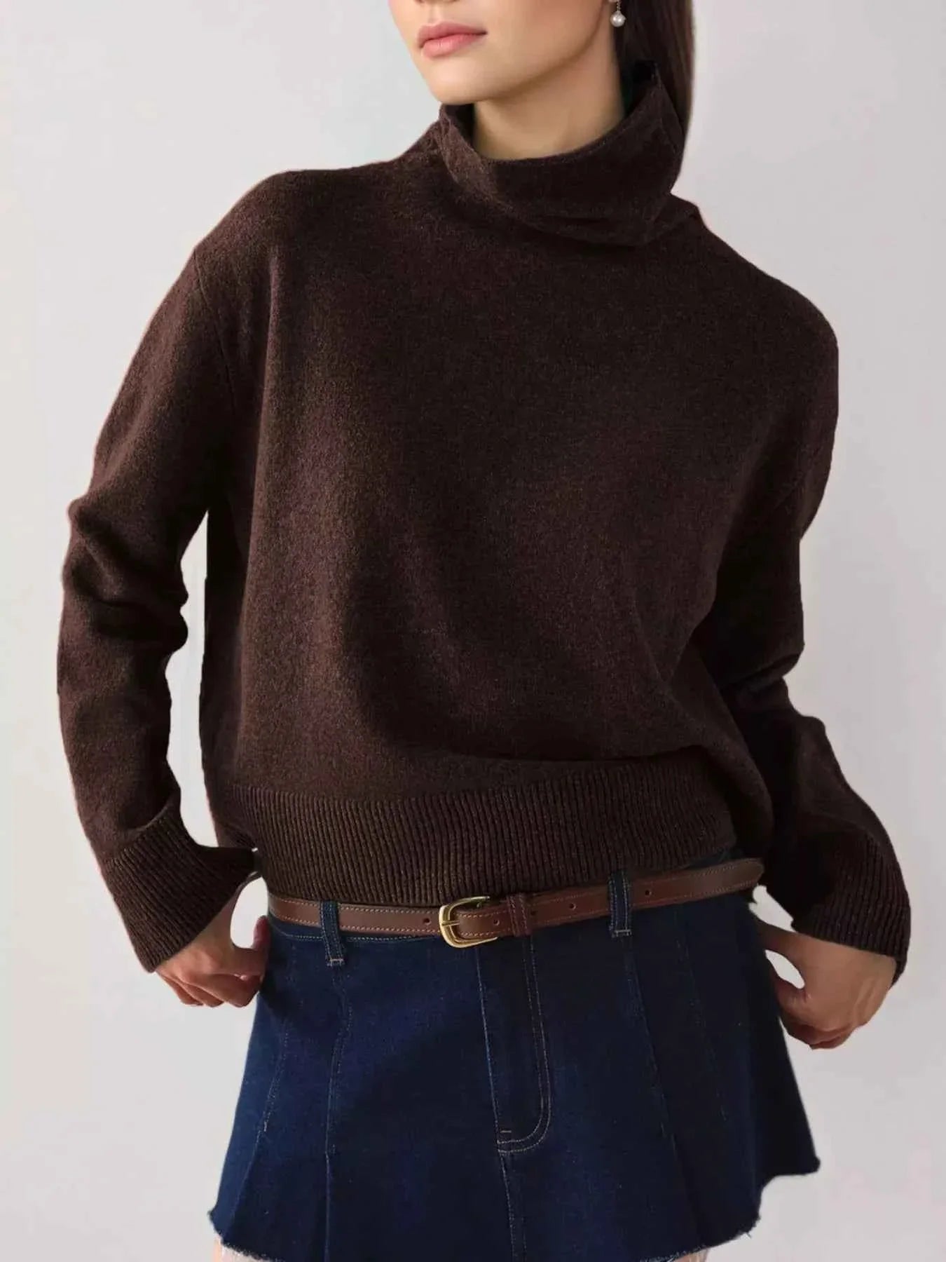 Turtleneck Dropped Shoulder Sweater