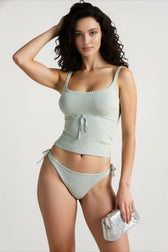 Y2K Vintage Backless Slim Fit Chic Bow Tie Up Knitted Adjustable Strap Retro Vest Clubwear Crop Top