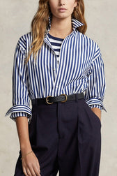 Oversized Striped Cotton Long Sleeve Top