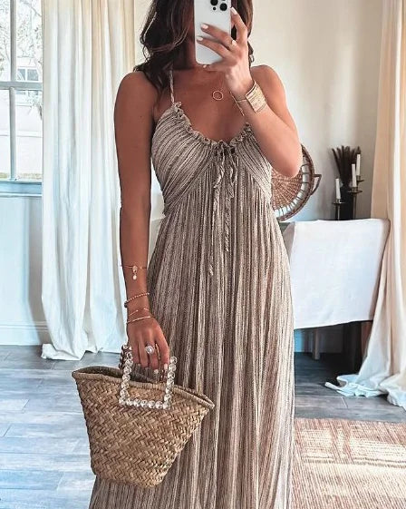 Nina Elevated Sleeveless Pleated Dress Occasion Wear