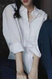 Elegant Cotton Oversized Long Sleeve Top