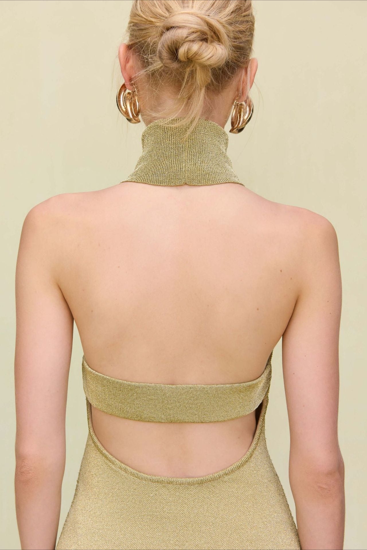 Halter Turtleneck Knit Sweater Dress