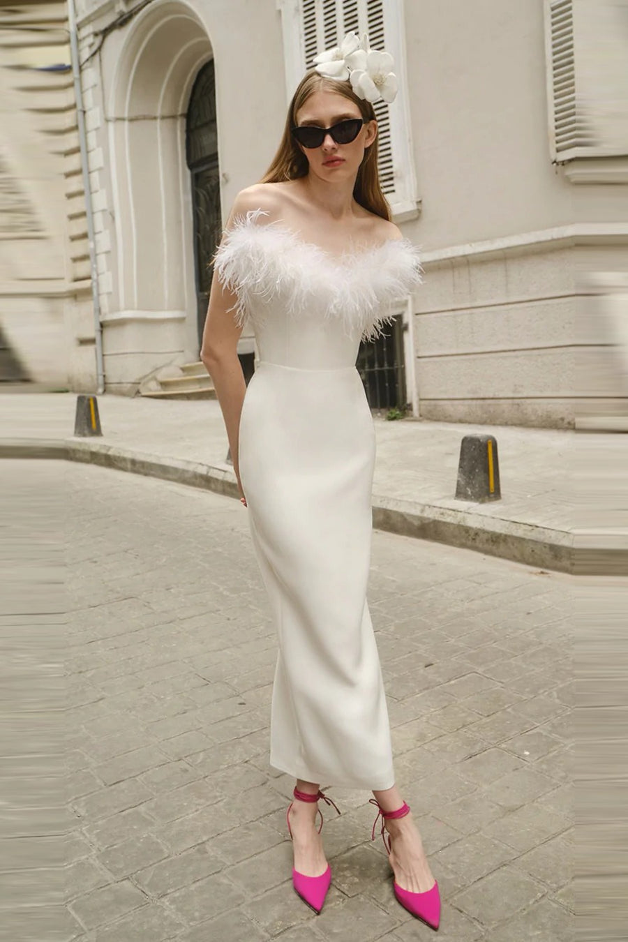 Ostrich Feather Bandage Prom Dress
