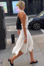 Asymmetric Hem Linen Blend Skirt