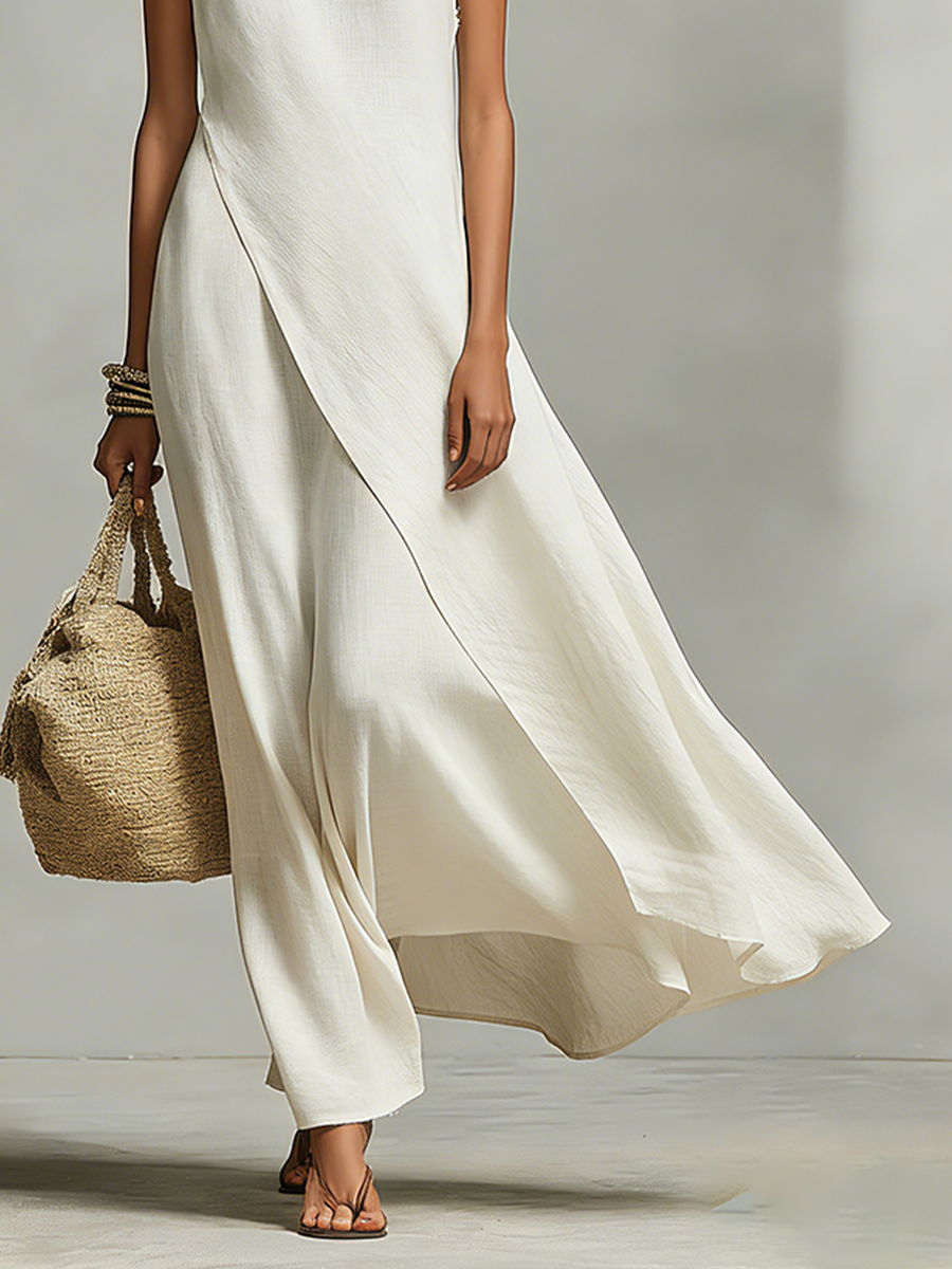 Sleeveless Draped Panel Maxi Dress Summer 4