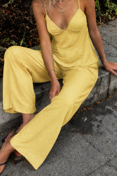 Casual Solid Cami Wide Leg Pants Set