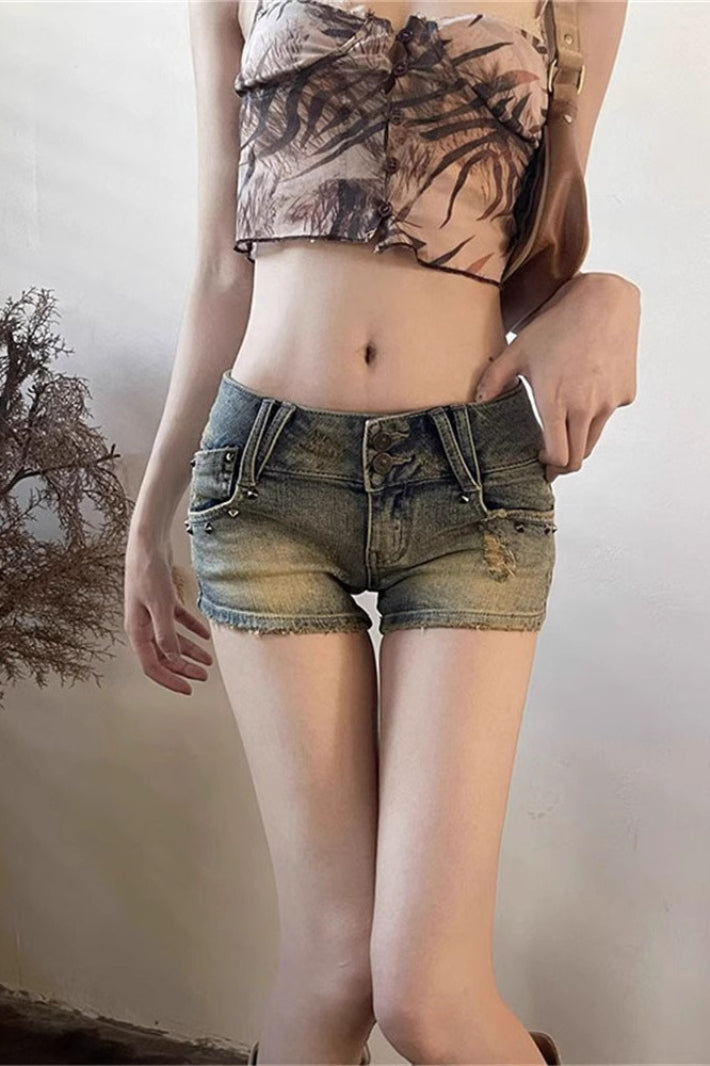 Low Rise Vintage Wash Booty Shorts