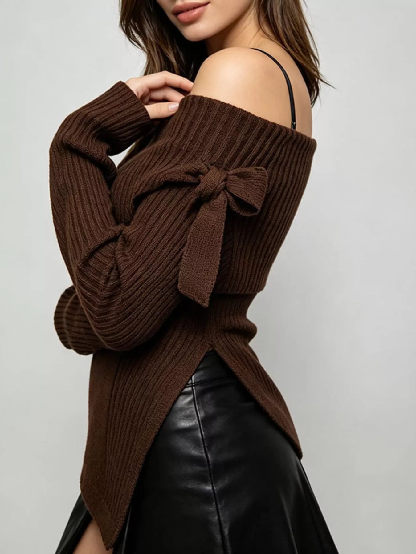 Off-Shoulder Ribbed Knit Top