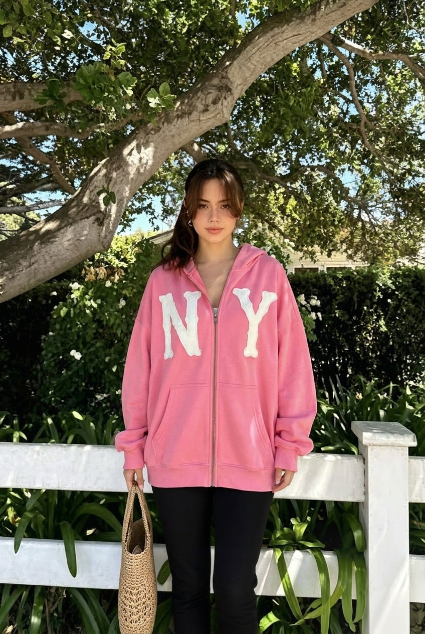Letter Patch Zip Front Varsity Bomber Jacket 3