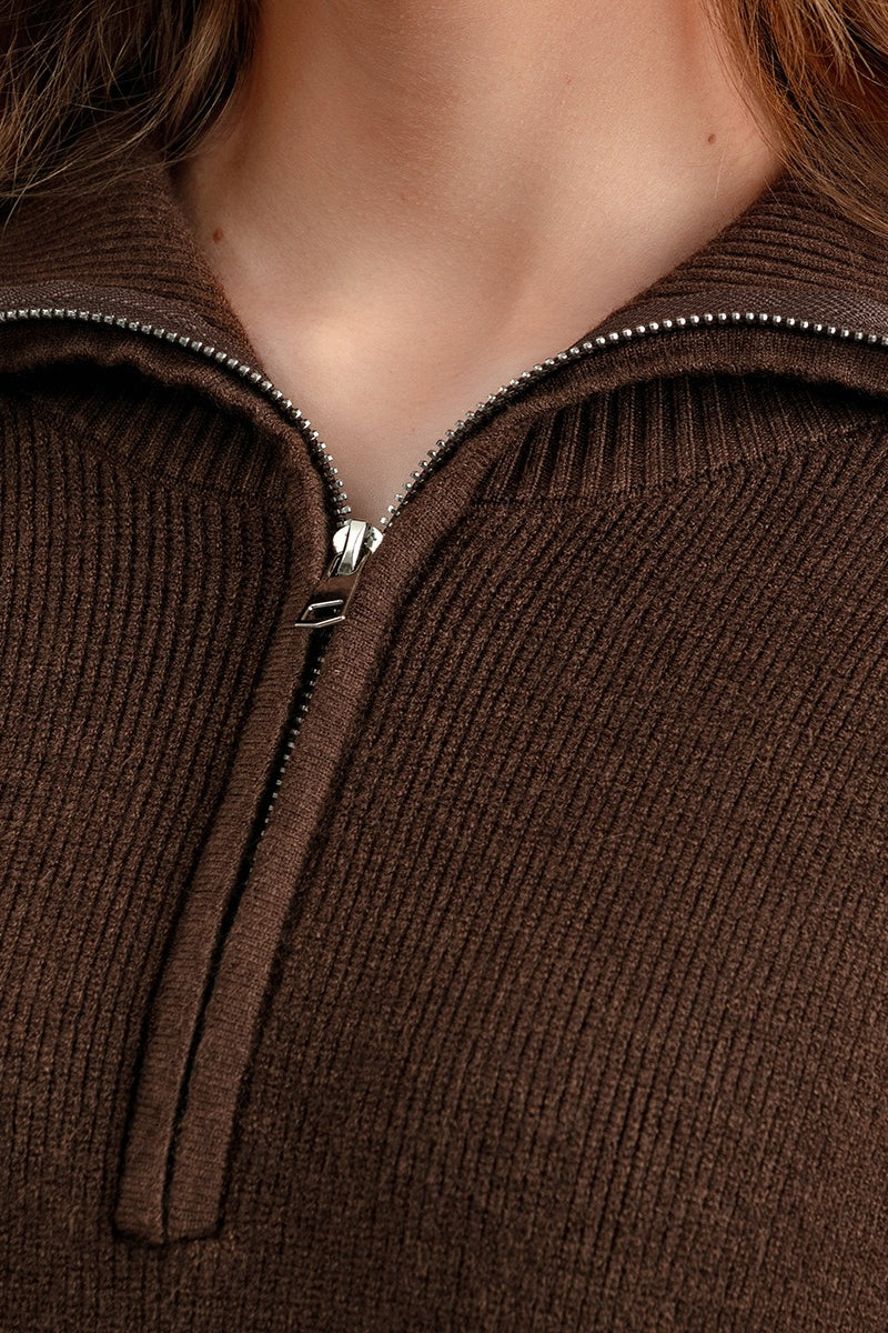Zipper Pullover Sweater Dress
