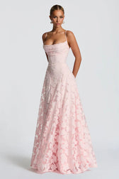 Jacquard Cami Backless Maxi Lace Dress 8