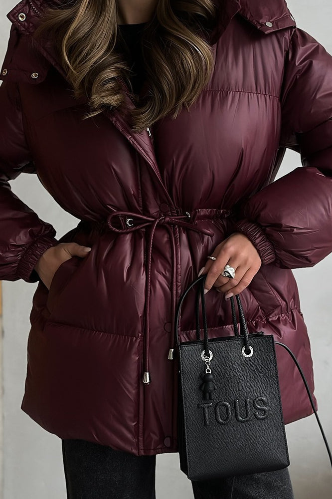 Drawstring Hooded Puffer Coat