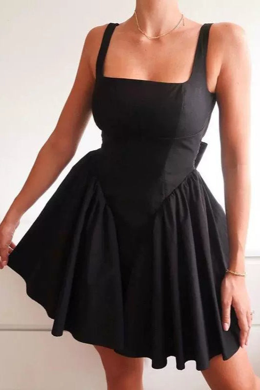 Elegant Open Back Bow Mini Dress