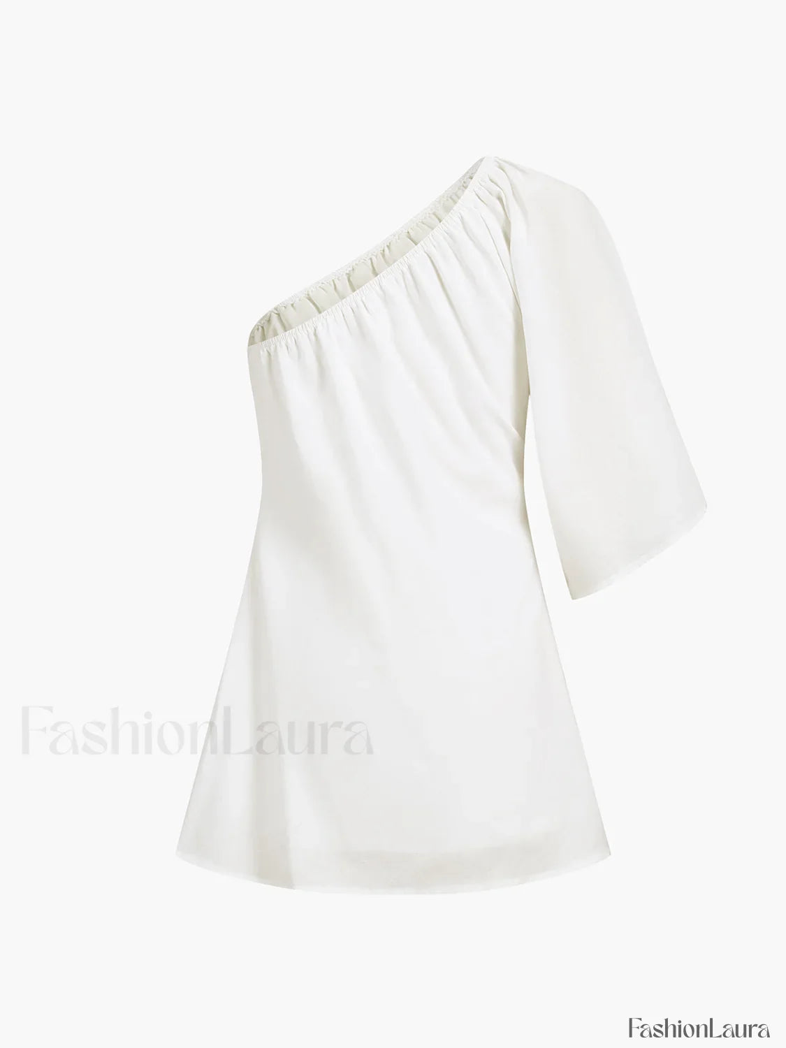 Aegean Cotton Linen One Sleeve Short Dress