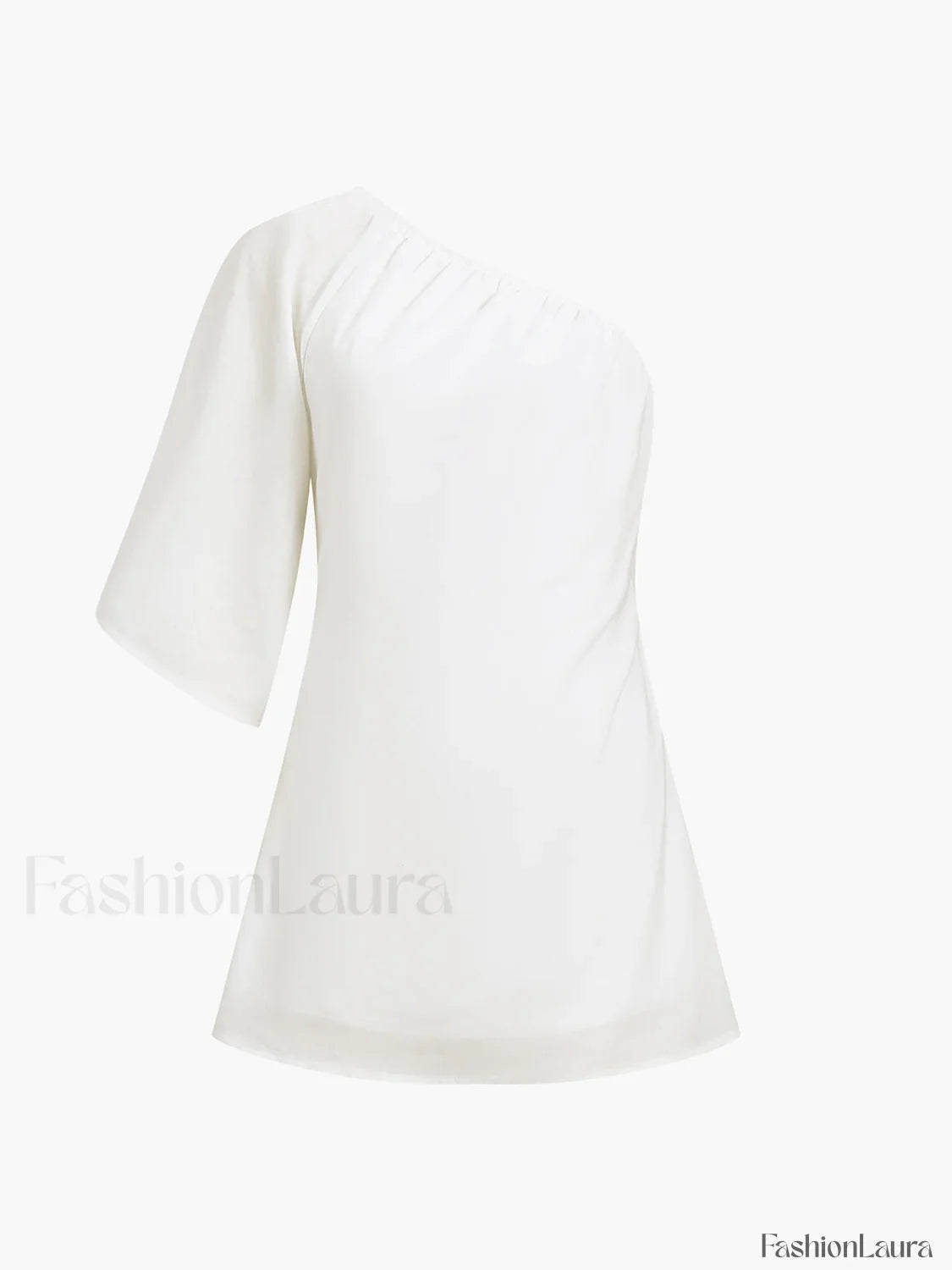 Aegean Cotton Linen One Sleeve Short Dress