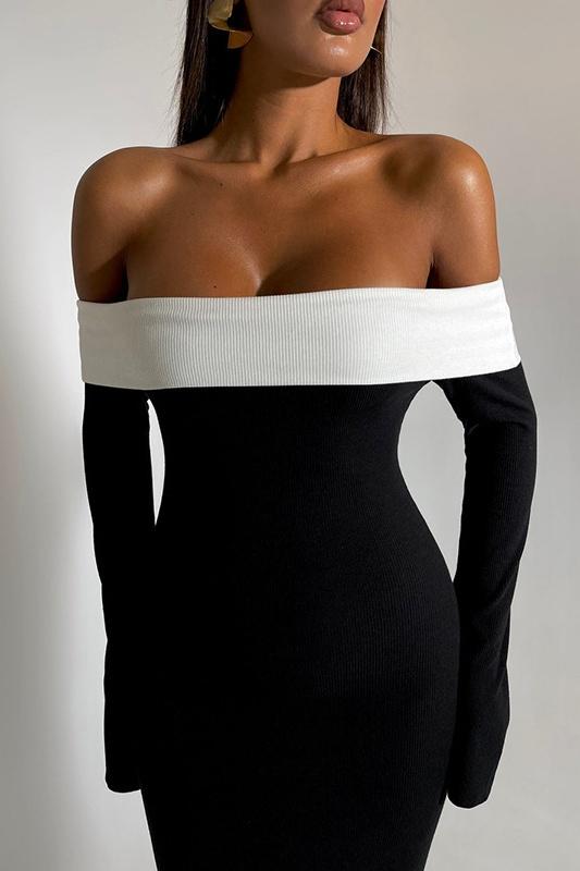 Karina Chic Off the Shoulder Maxi Knit Dress Elevated Occasion Wear