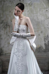 Strapless Satin A Line Wedding Dress - View 2