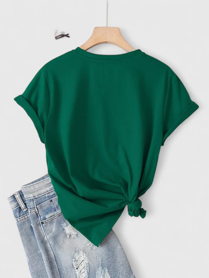 Heart Print Crew Neck Short Sleeve T-Shirt