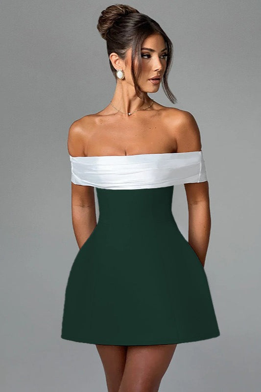 ColorBlock Bardot Party Dress
