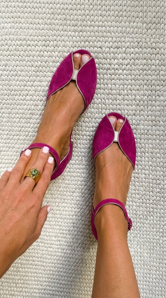 Peep Toe Ankle Strap Suede Flat Sandals