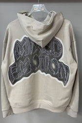 Graffiti Print Rhinestone Logo Hoodie