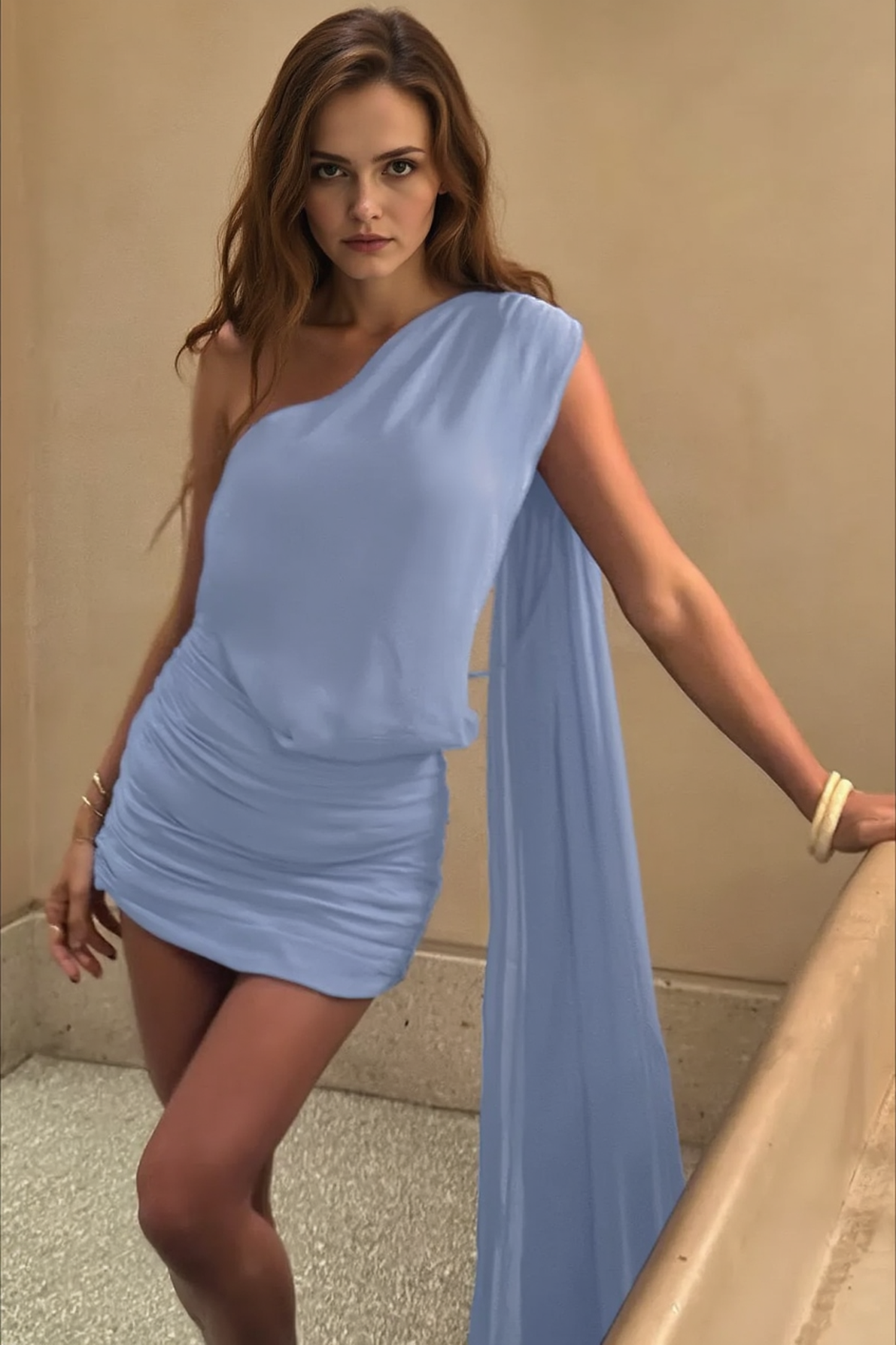 Sexy One Shoulder Sash Ruffled Bandage Party Dress 4