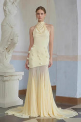 Sexy Backless Halter Paneled Flared Mermaid Party Dress 2